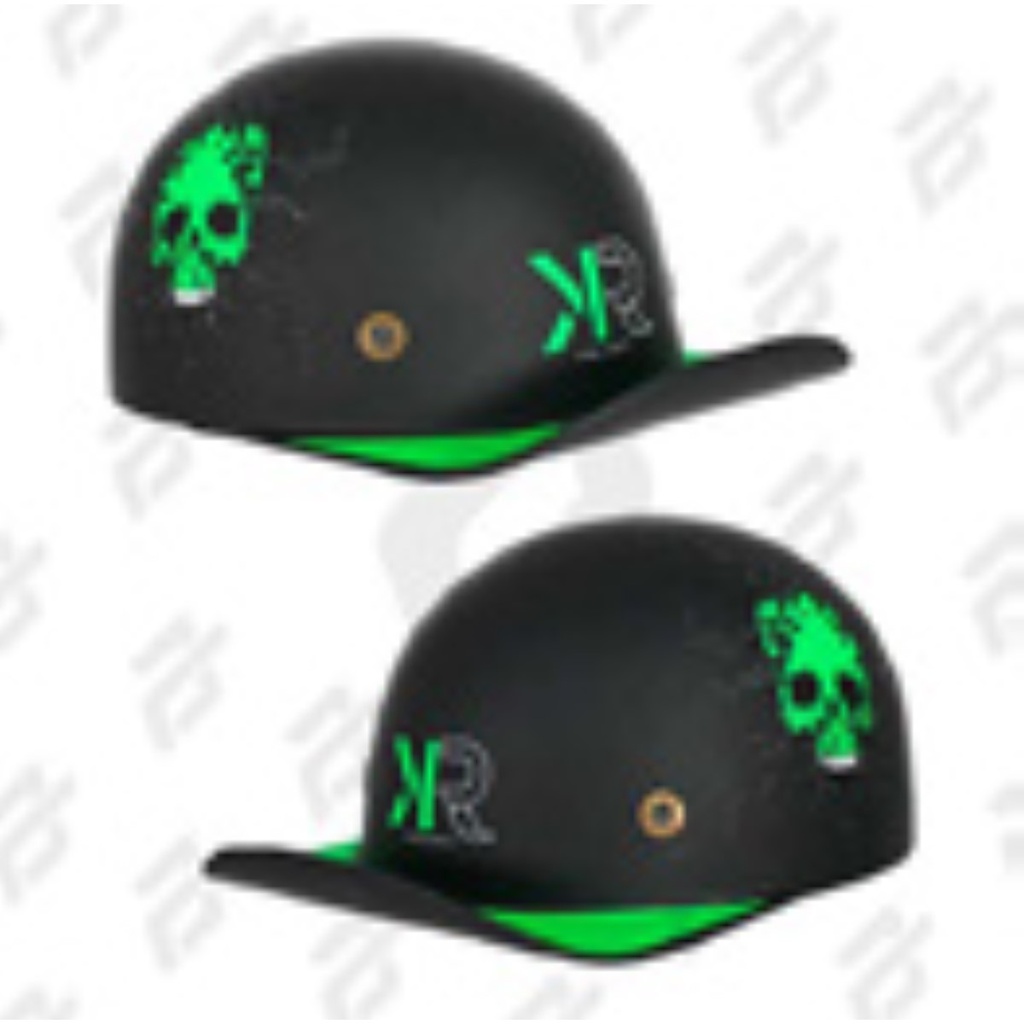 CASCO CACHUCHA VENENO NEGRO- VERDE MATE TALLA L