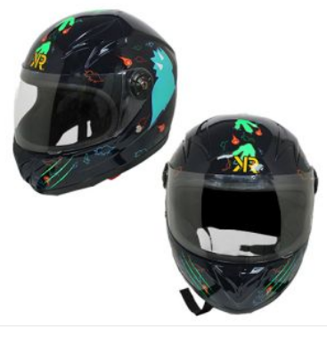 CASCO CERRADO INFANTIL TRIASSIC AZUL  BRILLANTE MICA TRANSPARENTE TALLA GRANDE