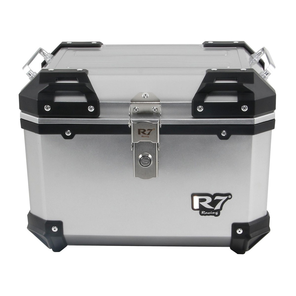 BAUL TRASERO MOTOCICLETA R7 RACING PLATA PLASTICO 45 LTS