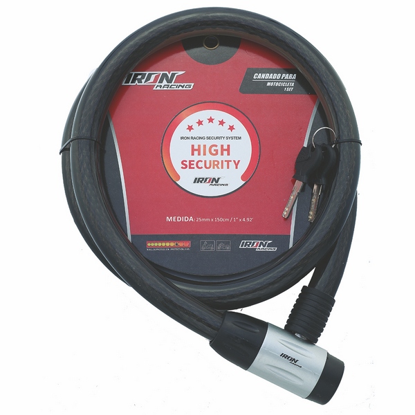 CANDADO CABLE DE ACERO ANTIROBO PARA MOTOCICLETA IRON1240 18*100CM