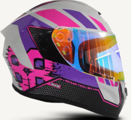 CASCO INTEGRAL MASTER 88 PURPURA BLANCO  BRILLANTE  M