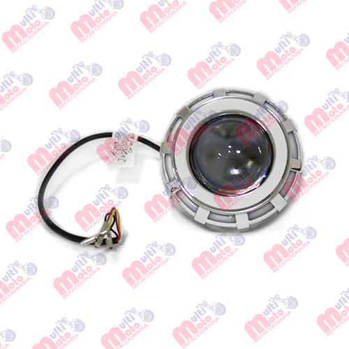 FOCO PRINCIPAL HYPER LEDS LUPA P/MOTOCICLETA C/OJO DE DIABLO Y DE ANGEL DOBLE 12V 15W 6000K 2000LM