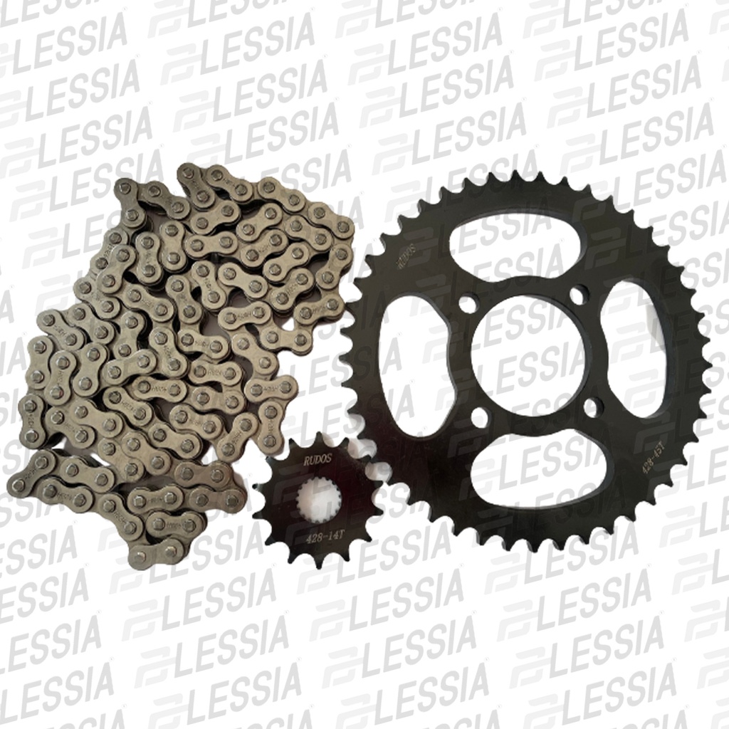 KIT DE SPROCKET CADENA REFORZADA 428H-118L SPROCKET45T/14T EN-125 / GN-125