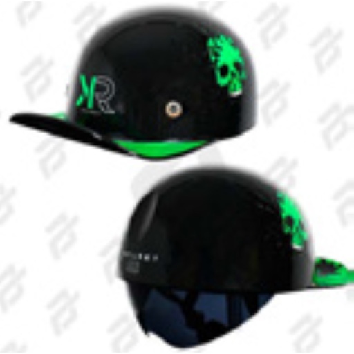 [CAS-CH-K006M] CASCO CACHUCHA VENENO NEGRO-VERDE BRILLANTE TALLA M