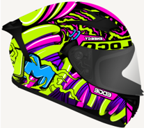 [EG-05.5816.3.DM] CASCO INTEGRAL DENVER MOTO LOCO ROSA/VERDE  MATE  L