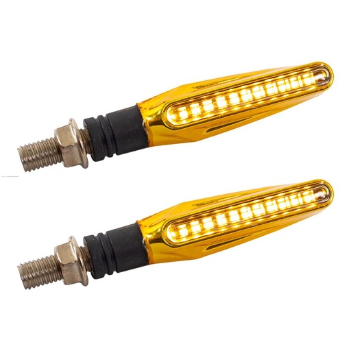 [3257-1060] PAR DIRECCIONALES P-25 DORADO LED SECUENCIAL LUZ AMBAR STALLION